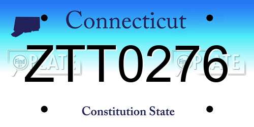 ZTT0276 Connecticut License Plate