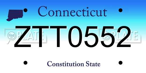 ZTT0552 Connecticut License Plate