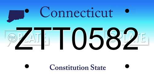 ZTT0582 Connecticut License Plate