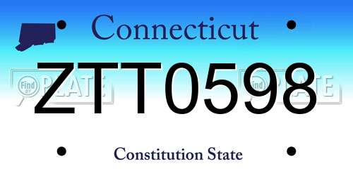 ZTT0598 Connecticut License Plate