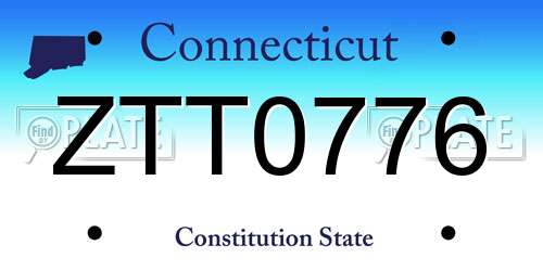 ZTT0776 Connecticut License Plate