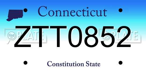 ZTT0852 Connecticut License Plate