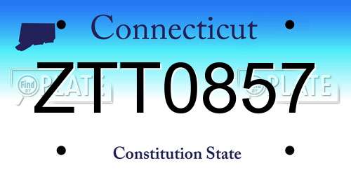 ZTT0857 Connecticut License Plate