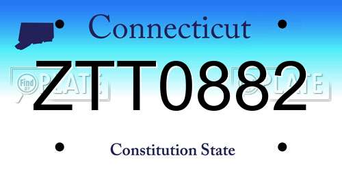 ZTT0882 Connecticut License Plate