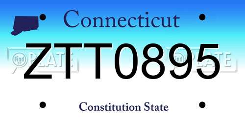 ZTT0895 Connecticut License Plate