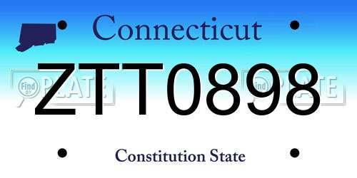 ZTT0898 Connecticut License Plate