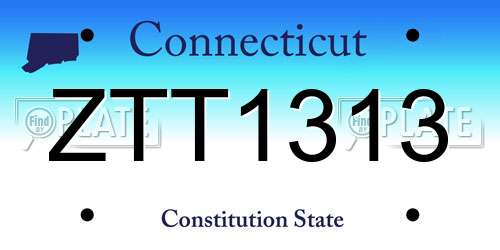 ZTT1313 Connecticut License Plate