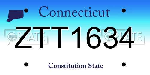ZTT1634 Connecticut License Plate