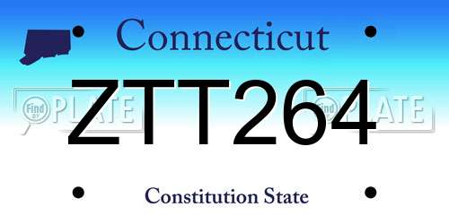 ZTT264 Connecticut License Plate