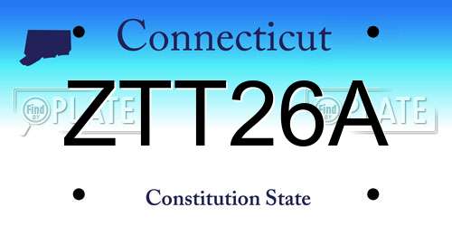ZTT26A Connecticut License Plate