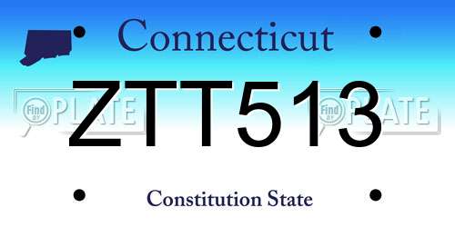 ZTT513 Connecticut License Plate