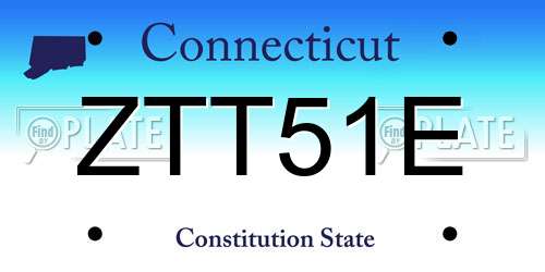 ZTT51E Connecticut License Plate