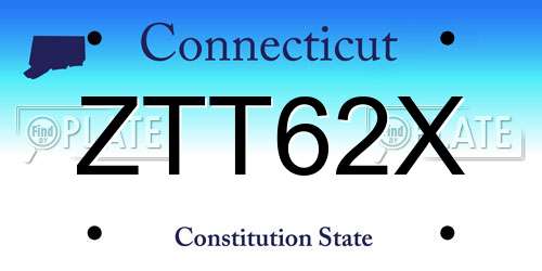 ZTT62X Connecticut License Plate
