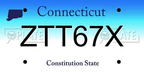 ZTT67X Connecticut License Plate