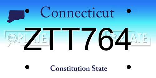 ZTT764 Connecticut License Plate