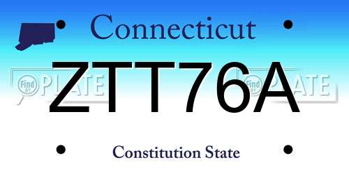 ZTT76A Connecticut License Plate