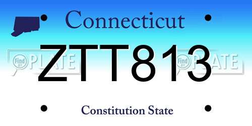 ZTT813 Connecticut License Plate