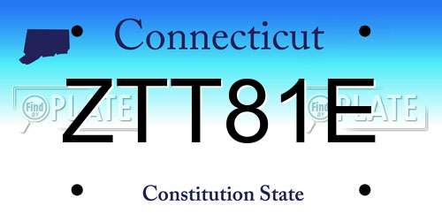 ZTT81E Connecticut License Plate