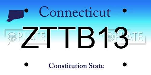 ZTTB13 Connecticut License Plate