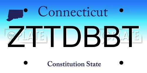 ZTTDBBT Connecticut License Plate