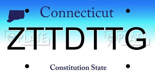 ZTTDTTG Connecticut License Plate