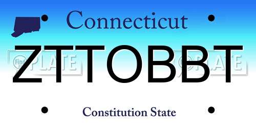 ZTTOBBT Connecticut License Plate