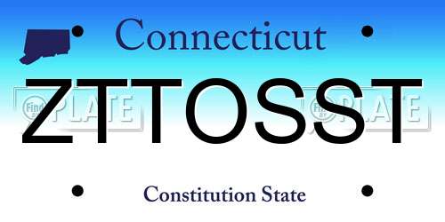 ZTTOSST Connecticut License Plate