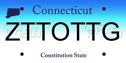 ZTTOTTG Connecticut License Plate