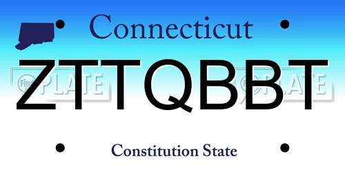 ZTTQBBT Connecticut License Plate