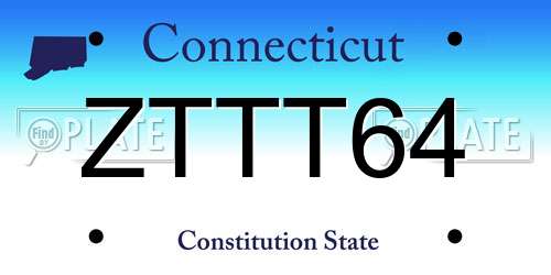 ZTTT64 Connecticut License Plate