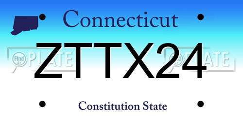 ZTTX24 Connecticut License Plate