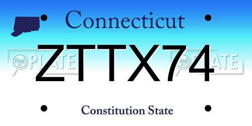 ZTTX74 Connecticut License Plate
