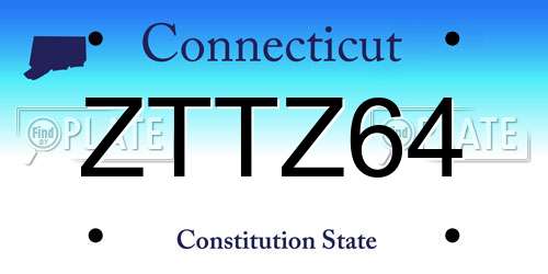 ZTTZ64 Connecticut License Plate