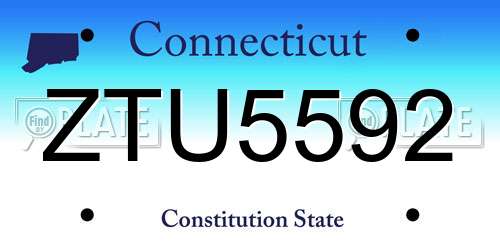 ZTU5592 Connecticut License Plate