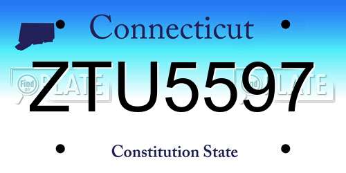 ZTU5597 Connecticut License Plate