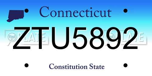 ZTU5892 Connecticut License Plate