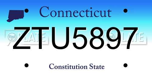 ZTU5897 Connecticut License Plate