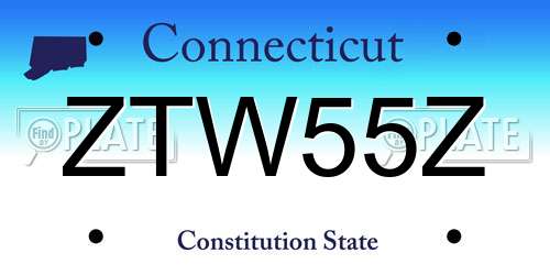 ZTW55Z Connecticut License Plate