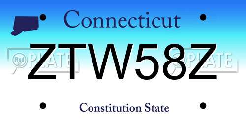 ZTW58Z Connecticut License Plate