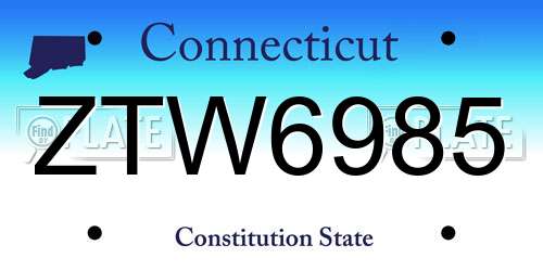 ZTW6985 Connecticut License Plate