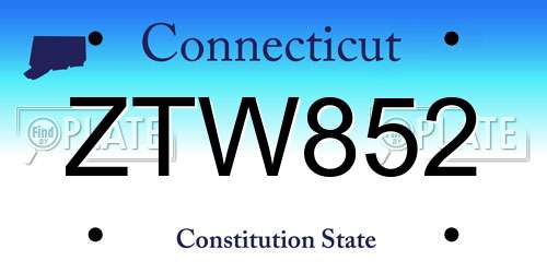 ZTW852 Connecticut License Plate