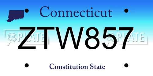 ZTW857 Connecticut License Plate