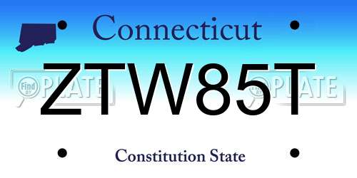 ZTW85T Connecticut License Plate