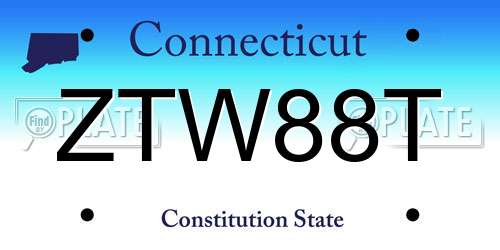 ZTW88T Connecticut License Plate