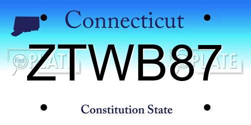 ZTWB87 Connecticut License Plate