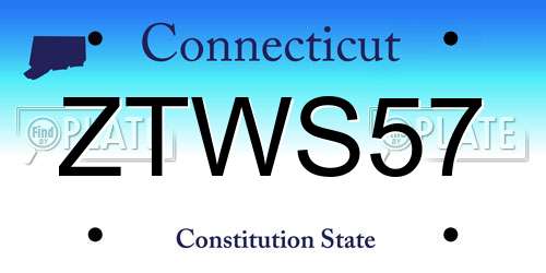 ZTWS57 Connecticut License Plate