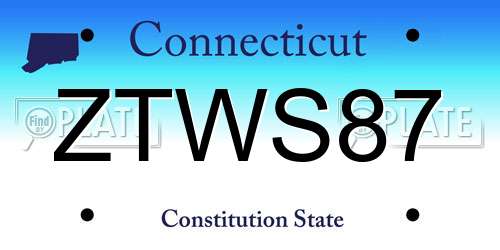 ZTWS87 Connecticut License Plate