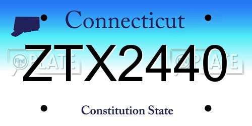 ZTX2440 Connecticut License Plate