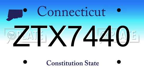 ZTX7440 Connecticut License Plate