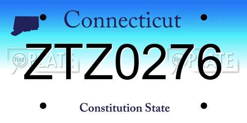 ZTZ0276 Connecticut License Plate